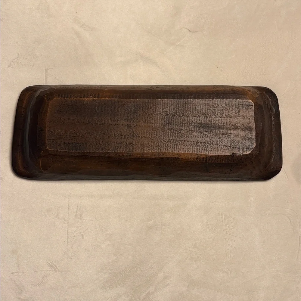 Hand-Carved Brown Wooden Dough Bowl - Rustic